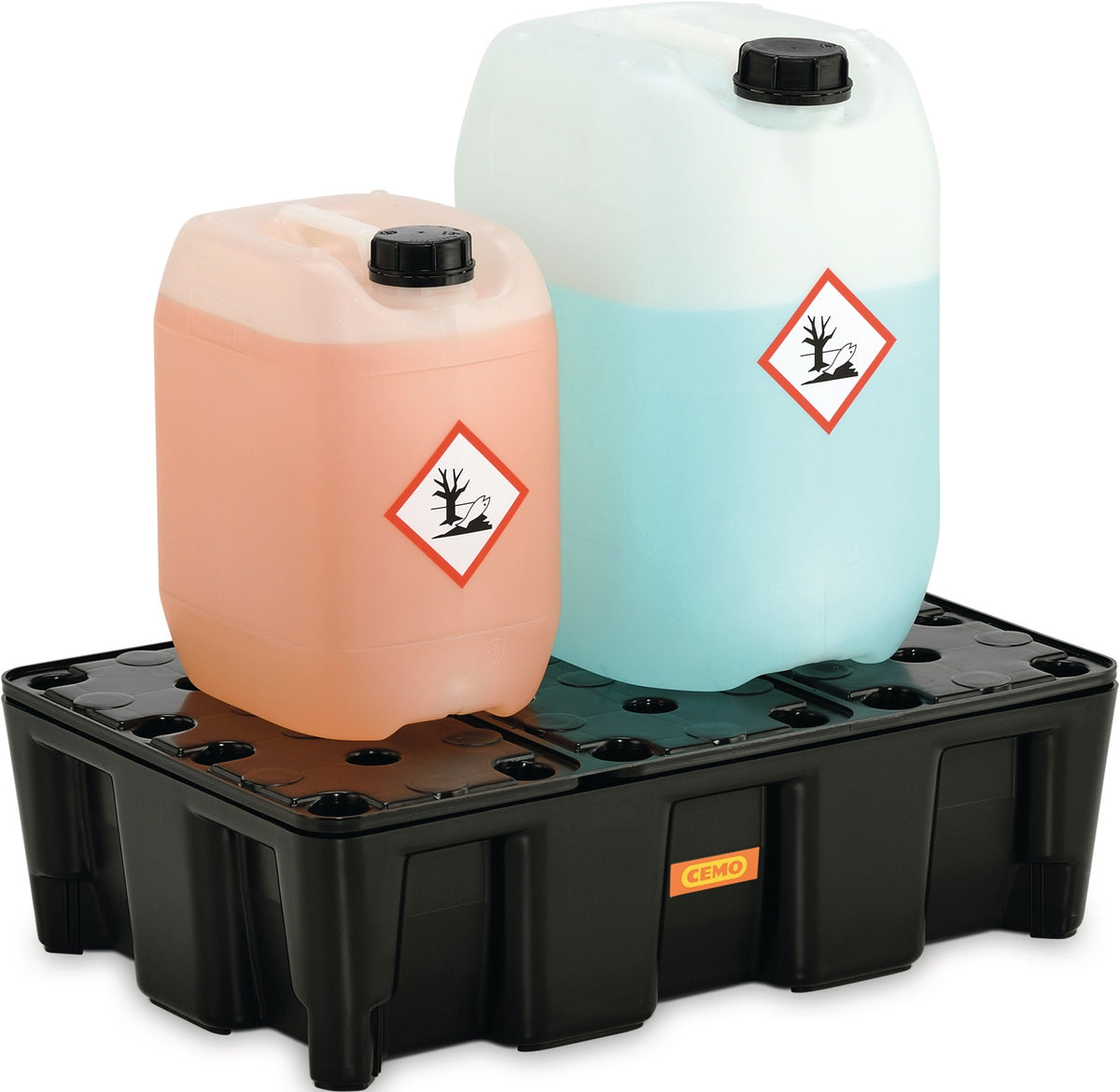 CEMO Auffangwanne 25 l PE mit PE-Rost – stapelbar, DIBT-zugelassen, für Kleingebinde