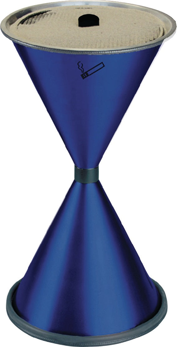 Standascher D405xH770mm blau Stahlblech TKG – Pulverbeschichteter Ascher mit Aluminium-Einlegeschale