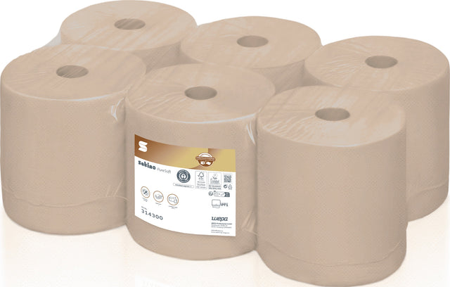 WEPA Handtuchrolle Satino PureSoft 314300 – 2-lagig, soft beige, 205 mm x 170 m, 6 Rollen