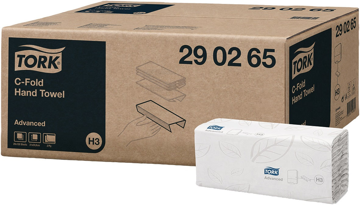 TORK Falthandtuch Advanced 2-lagig weiß 310 x 248 mm – 2560 Tücher für Waschraum und Hygiene