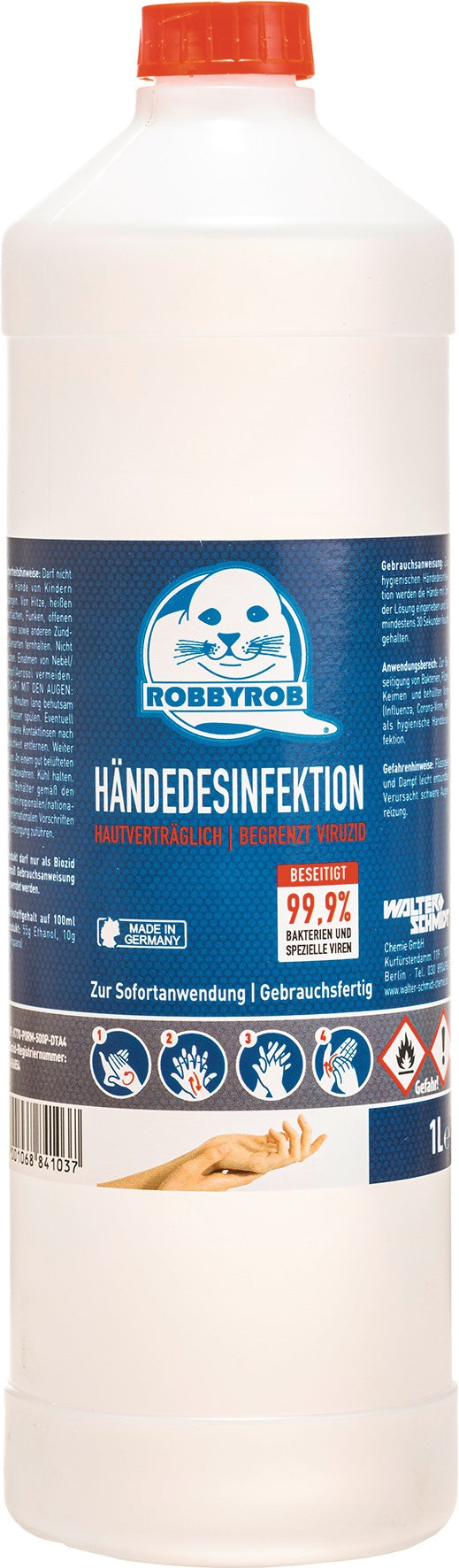 ROBBYROB Hände-Desinfektionsmittel 500 ml – schnelle Desinfektion für Oberflächen und Hände