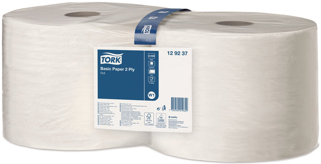 TORK 129237 Putztuch, 2-lagig, perforiert, geprägt, weiß, 2 Rollen à 1500 Tücher