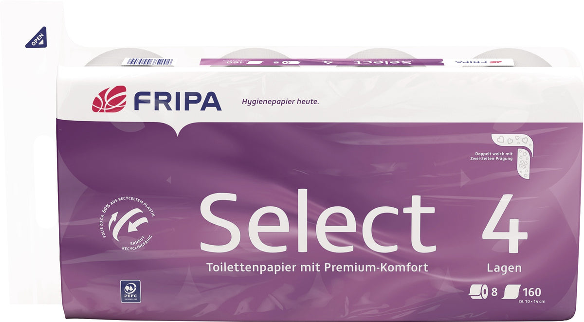 FRIPA Select Toilettenpapier 4-lagig hochweiß 48 Rollen Zellstoff