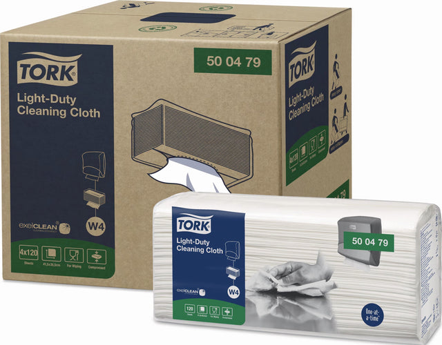TORK 500479 Putztücher, 4 Pack à 120 Blatt, 1-lagig, Vlies, 415 x 355 mm, weiß