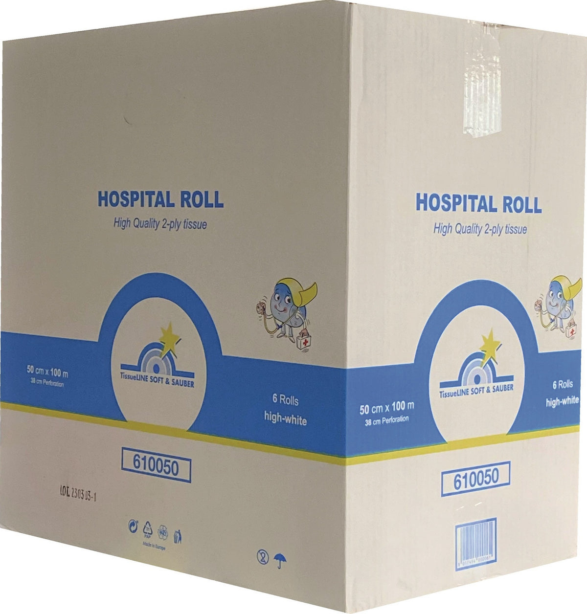 TISSUELINE Liegenabdeckung 2-lagig weiß 50 cm x 5000 cm Rolle – Hygiene für Praxis & Kosmetik