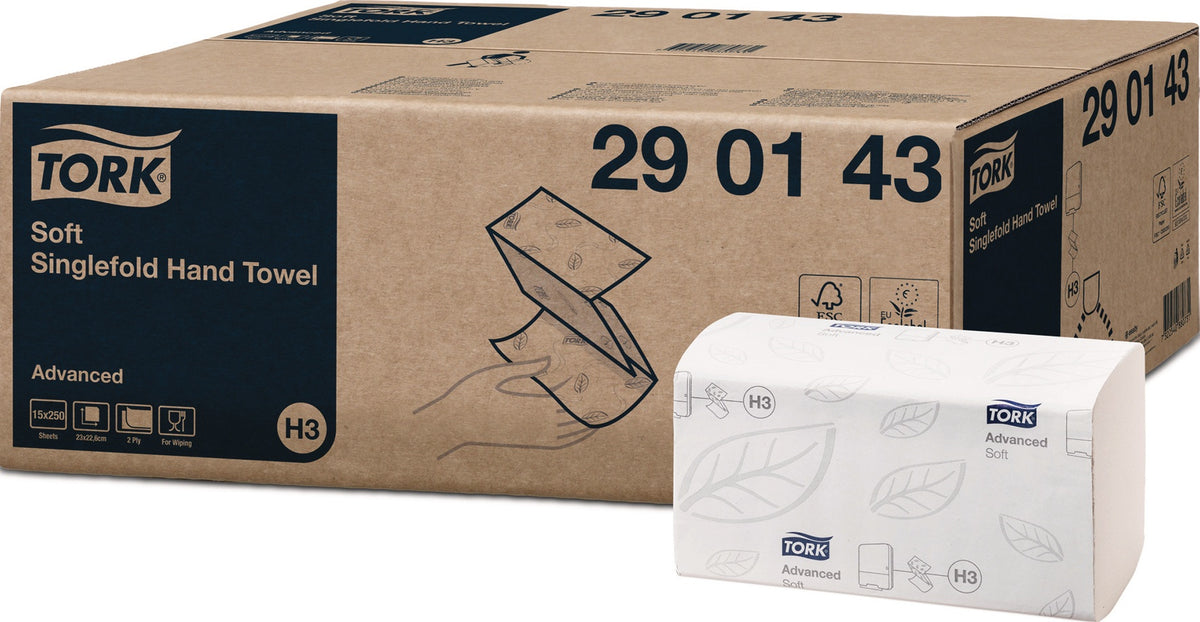 TORK 290163 Zickzack-Handtücher 2-lagig, Dekorprägung weiß, 15x250 Stück