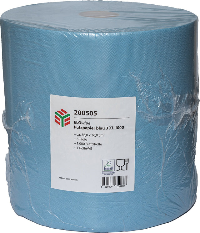 ELOS ELOwipe XL Putztuch blau 3-lagig 360 m x 360 mm, 2 Rollen à 1000 Blatt