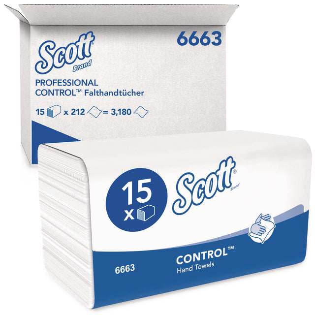 SCOTT 6663 Handtuch 1-lagig geprägt weiß 3180 Tücher – Interfold-Falzung, hohe Saugfähigkeit