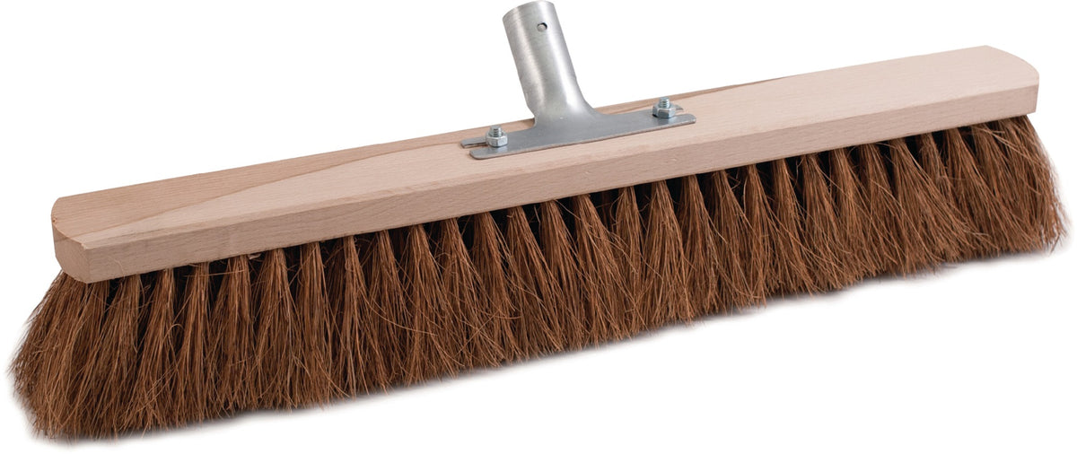 SOREX Besen Kokos 500 mm mit Metallstielhalter Flachholz – Robuste Straßenbesen für Industrie und Gewerbe
