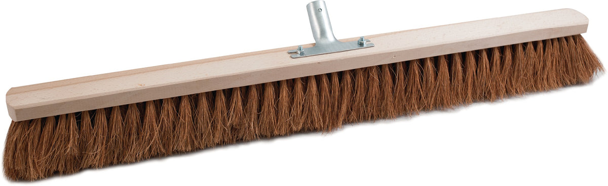 SOREX Besen Kokos 500 mm mit Metallstielhalter Flachholz – Robuste Straßenbesen für Industrie und Gewerbe