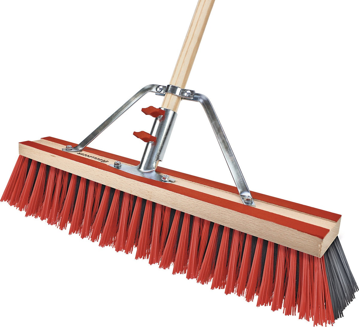 PEGGY PERFECT Straßenbesen Bulldozer PET+Elaston 600 mm rot/schwarz mit Metallstielhalter