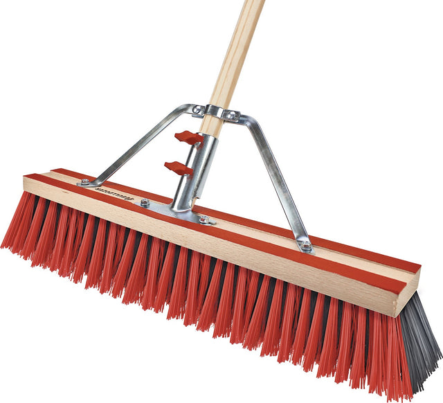 PEGGY PERFECT Straßenbesen Bulldozer PET+Elaston 600 mm rot/schwarz mit Metallstielhalter
