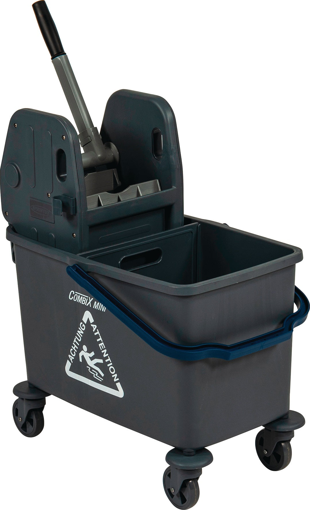 SPRINTUS Reinigungswagen Eimer 35 l mit Trennwand und Presse – Kunststoff