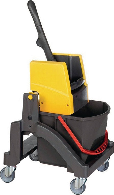 VERMOP Reinigungswagen Eimer 1 x 17 l und Presse Kunststoff – robust und desinfektionsmittelbeständig