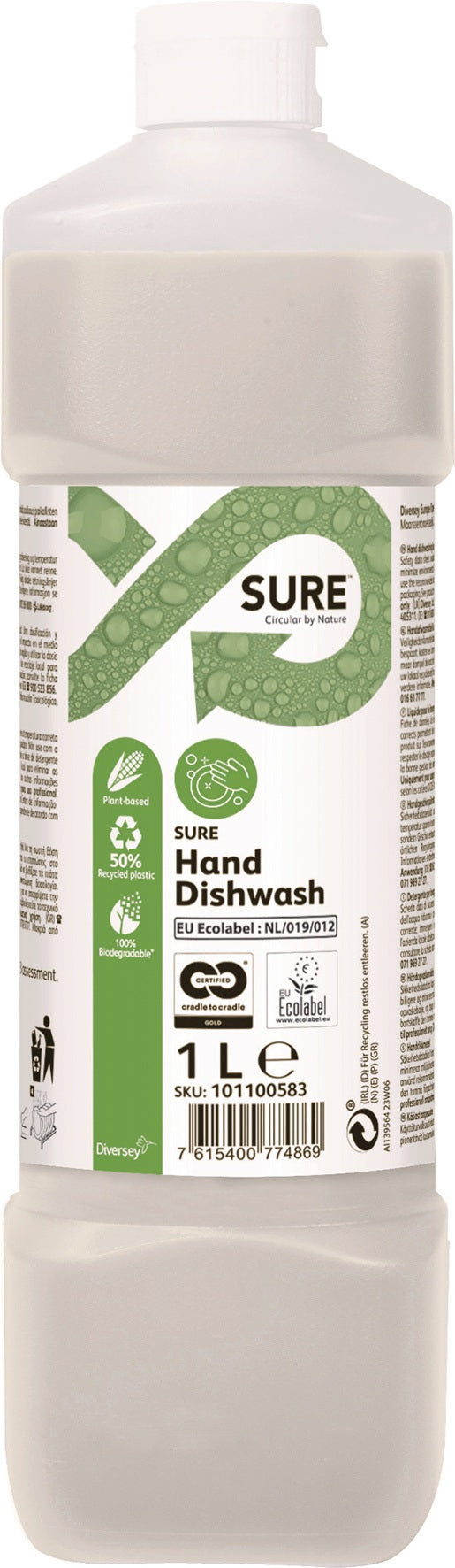 SURE Handspülmittel Hand Dishwash 1l – Konzentriert, EU-Ecolabel, 6er-Pack