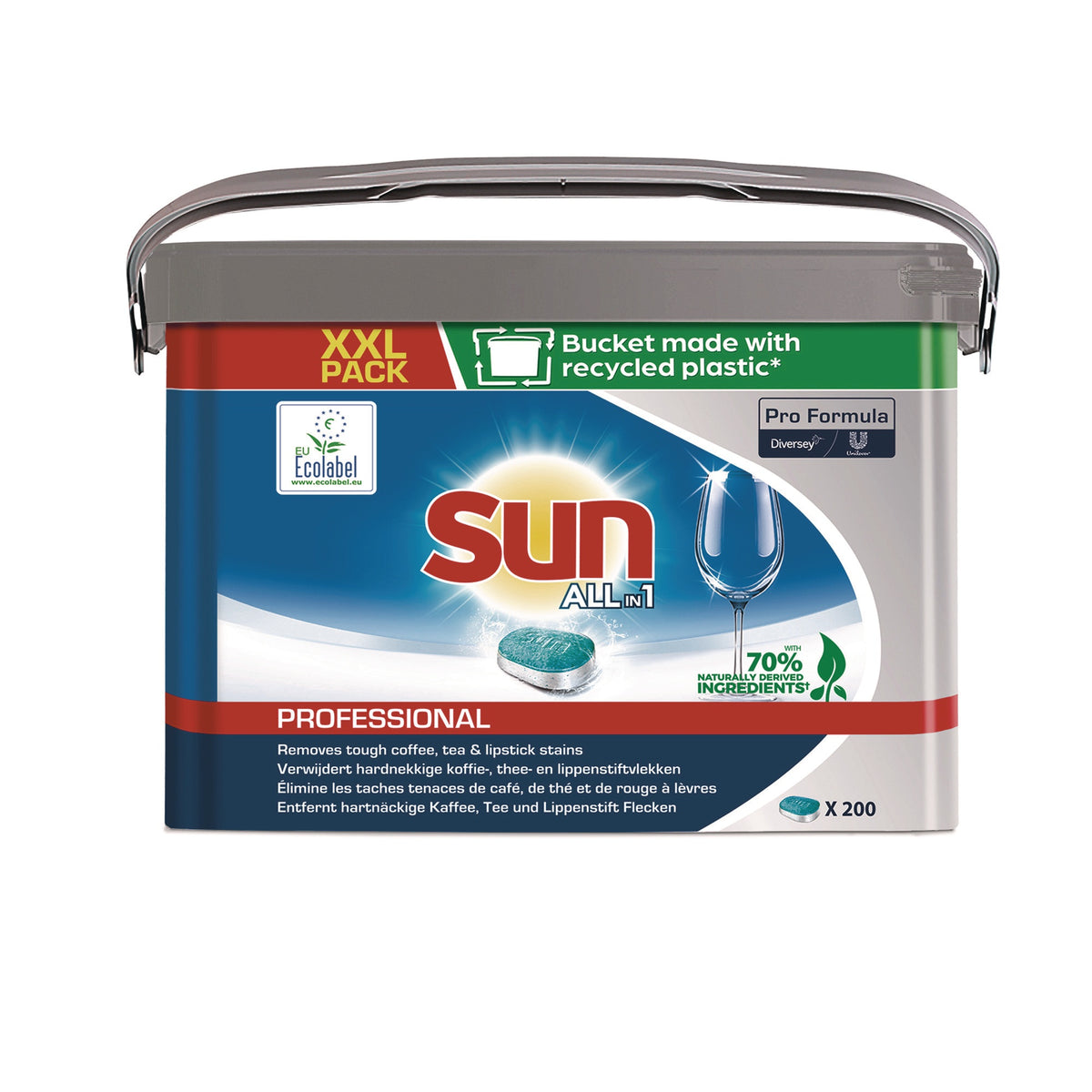 SUN Geschirrreiniger-Tabs Professional All in 1 – 200 Tabs im Eimer