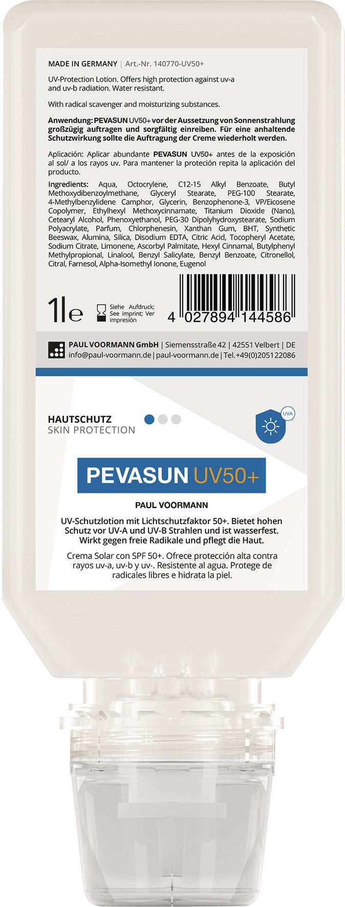 PEVASUN UV50+ Hautschutzcreme 100 ml Tube von PAUL VOORMANN – LSF 50+