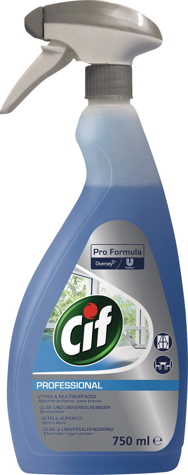 CIF Fenster-/Oberflächenreiniger Professional 750 ml Sprühflasche – streifenfrei, 6er-Pack