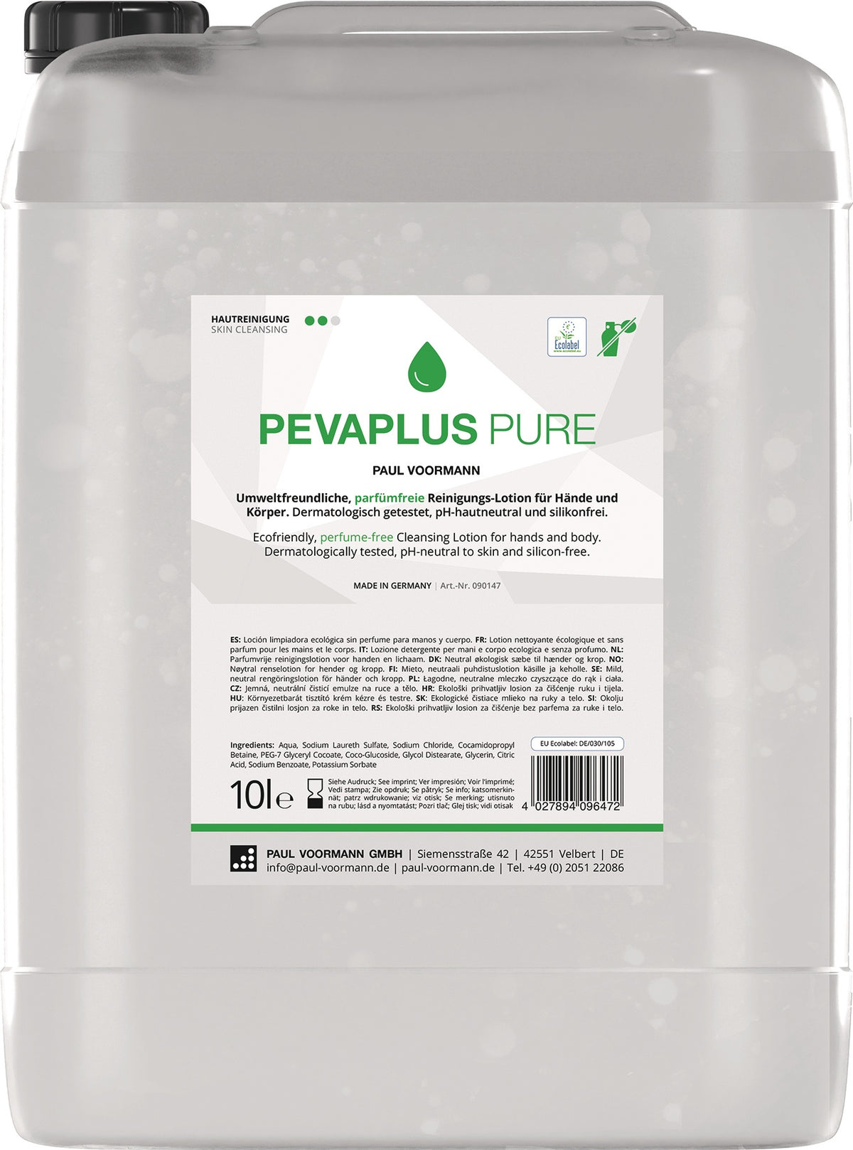 Handreinigung PEVAPLUS PURE 1l unparfümiert Softflasche von PAUL VOORMANN – milde & umweltfreundliche Hautreinigung