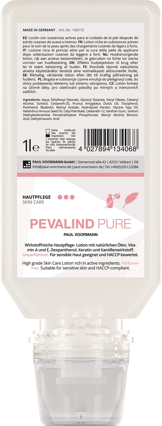 PEVALIND PURE Hautpflege-Lotion 100 ml von PAUL VOORMANN – pH-hautneutral, silikonfrei, parfümfrei