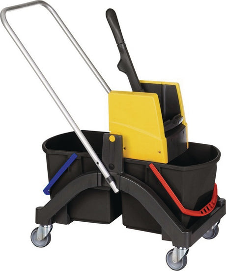 VILEDA Reinigungswagen mit 2x17l Eimern und Mopp-Presse, Kunststoff, 4 Lenkrollen