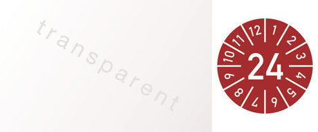 Einjahreskabelprüfplakette 2024 mit Monaten 25x60mm, 100 Stück, selbstklebende Folie von Moedel