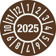 Einjahresprüfplakette 2025 Ø 15 mm von Moedel – 100 Stück selbstklebend mit Monaten