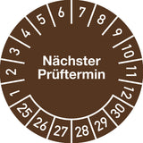 Mehrjahresprüfplakette 20 mm Nächster Prüftermin 2025-2030 von Schilderfabrikation Moedel – 100 Stück