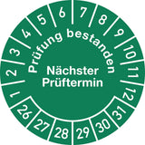 Mehrjahresprüfplakette Ø 30 mm "Prüfung bestanden 26-31" von Moedel – 100 Stück