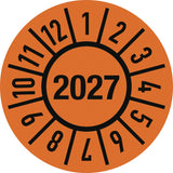 Einjahresprüfplakette 2025 Ø 15 mm von Moedel – 100 Stück selbstklebend mit Monaten
