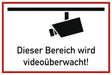 Hinweiszeichen Videoüberwacht L300xB200mm weiß schwarz Alu von Schilderfabrikation Moedel GmbH