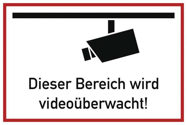 Hinweiszeichen Videoüberwacht L300xB200mm weiß schwarz Alu von Schilderfabrikation Moedel GmbH