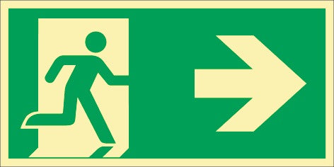 Rettungszeichen DIN EN ISO 7010 Rettungsweg rechts, langnachleuchtend, 297x148 mm