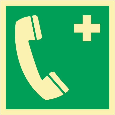 Rettungszeichen Nottelefon ASR A1.3/DIN EN ISO 7010/DIN 67510, 148x148 mm, Kunststoff