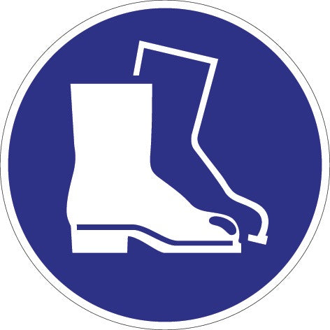 Fußschutz benutzen Schild 200 mm Kunststoff blau/weiß ASR A1.3 – Siebdruck Jäger
