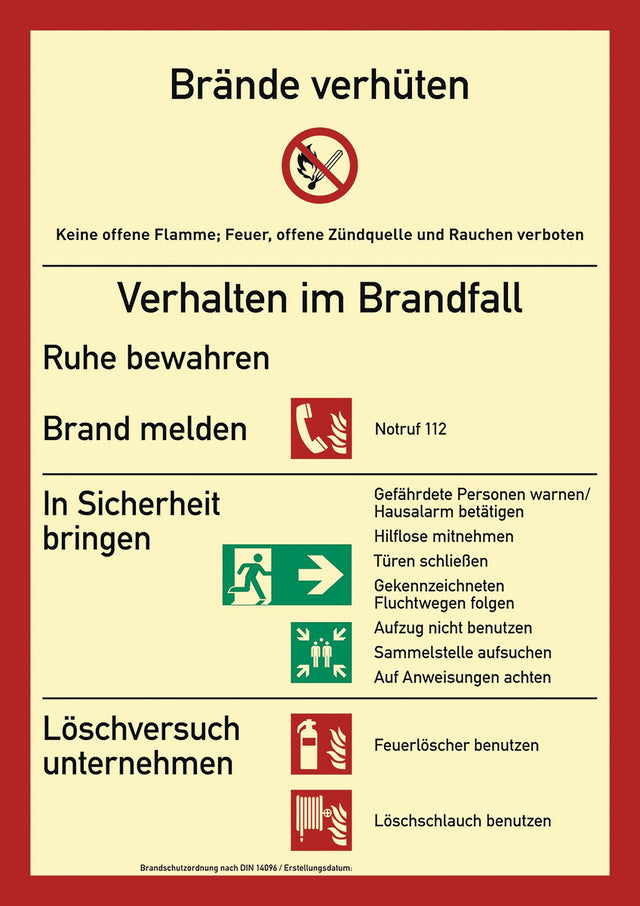 Brandschutzzeichen DIN EN ISO 7010 L210xB297mm Brandschutzordnung von Schilderfabrikation Moedel