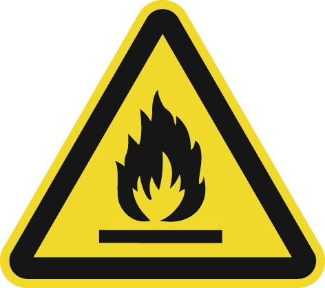 Warnzeichen ASR A1.3/DIN EN ISO 7010 Warnung feuergefährliche Stoffe 200 mm Kunststoff von Siebdruck Jäger – 10 Stück