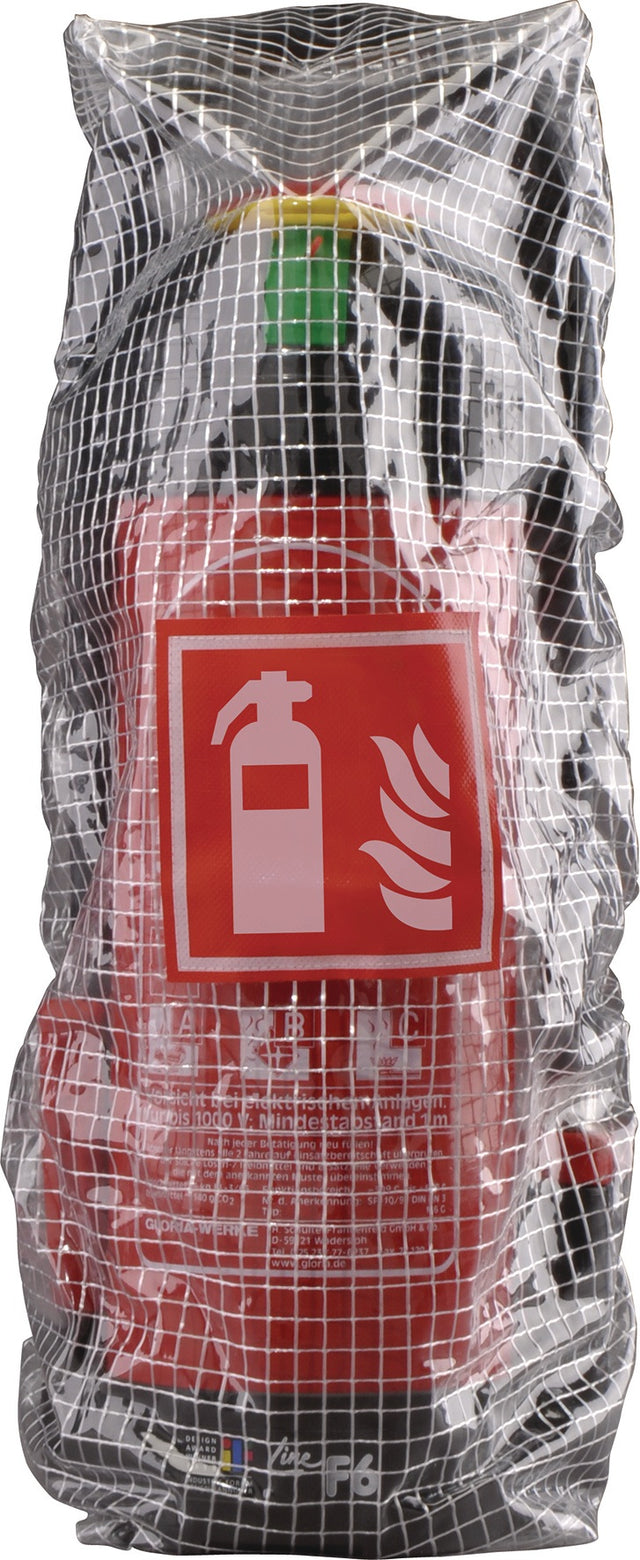 GLORIA Gitternetzfolie für 6 kg Feuerlöscher – Schutzfolie mit FL-Symbol nach ISO 7010