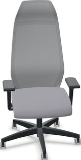 ZÜCO Bürodrehstuhl mit Synchrontechnik, Netzrückenlehne und Nackenstütze – schwarz tonal