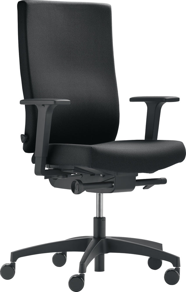 DAUPHIN Bürodrehstuhl mit Synchrontechnik, Sitztiefe 380-440 mm, schwarz, 110 kg