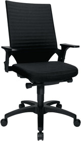 TOPSTAR Bürodrehstuhl mit Autosynchrontechnik, schwarz, Tragfähigkeit 110 kg, höhenverstellbare Armlehnen
