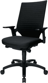 TOPSTAR Bürodrehstuhl mit Autosynchrontechnik, schwarz, Tragfähigkeit 110 kg, höhenverstellbare Armlehnen