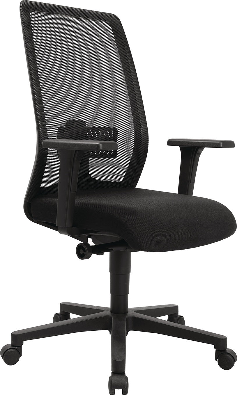 TOPSTAR Bürodrehstuhl mit Synchronmechanik, Netzrückenlehne und Armlehnen, schwarz, Tragfähigkeit 110 kg