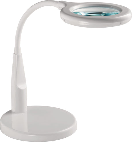 NORDWEST LED-Lupenleuchte Glaslinse 88,9 mm (3,5") weiß runder Kopf – 3 Dioptrien, 420 Lumen, 6.300 K