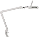 LED-Lupenleuchte Glaslinse 127mm (5 Zoll) Tischklemme weiß von Jakob Maul – 3 Dioptrien, 922 Lumen, 6500K
