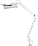 ALCO LED-Lupenleuchte Glaslinse 190,5 mm (7,5") mit Tischklemme, weiß, eckiger Kopf