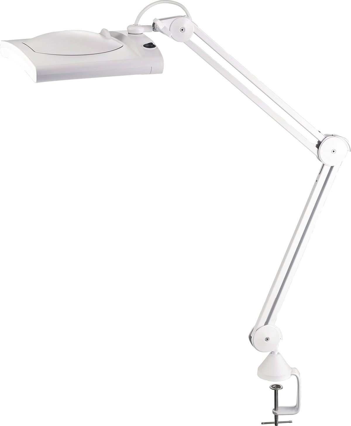 ALCO LED-Lupenleuchte Glaslinse 190,5 mm (7,5") mit Tischklemme, weiß, eckiger Kopf