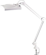 ALCO LED-Lupenleuchte Glaslinse 190,5 mm (7,5") mit Tischklemme, weiß, eckiger Kopf
