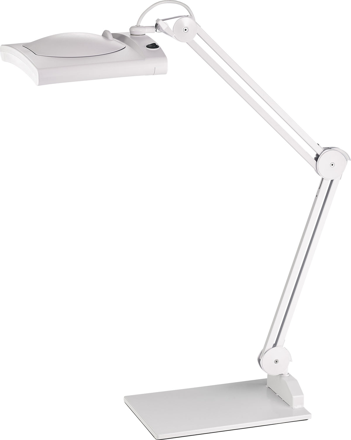 ALCO LED-Lupenleuchte Glaslinse 190,5 mm (7,5") mit Tischklemme, weiß, eckiger Kopf