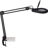 Jakob Maul LED-Lupenleuchte Glaslinse 127 mm 5 Zoll mit Tischklemme, weiß, runder Kopf
